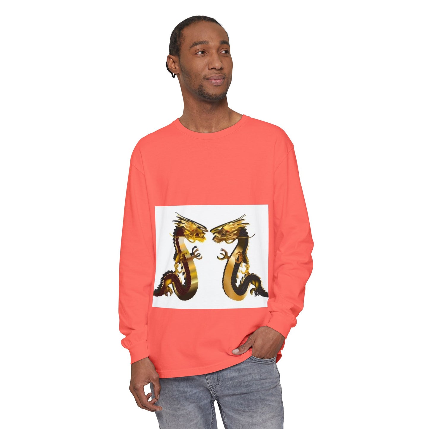 Dragon Duel Unisex Long Sleeve T-Shirt - Garment-Dyed Art Tee