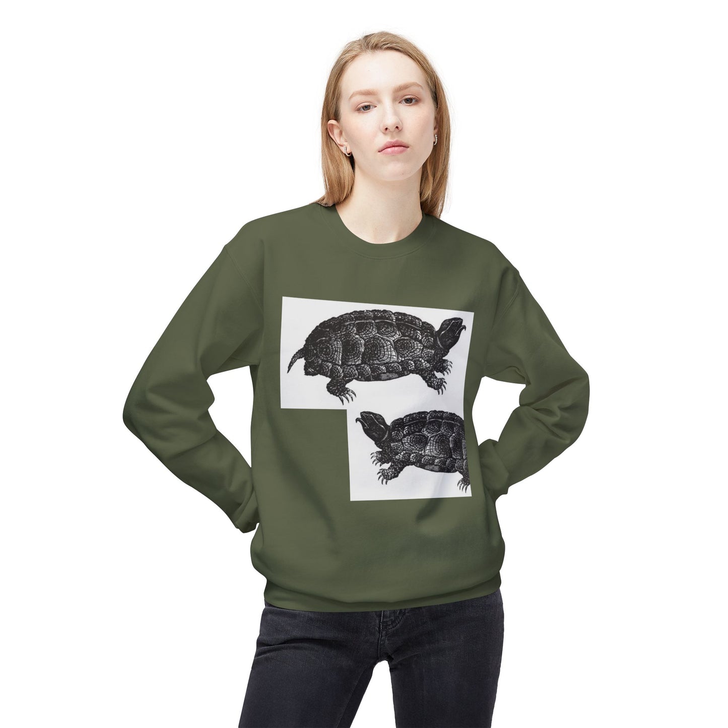 Vintage Turtle Graphic Fleece Crewneck Sweatshirt
