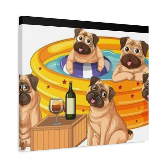 Pug Pool Party Canvas Art - Fun Pet Decor