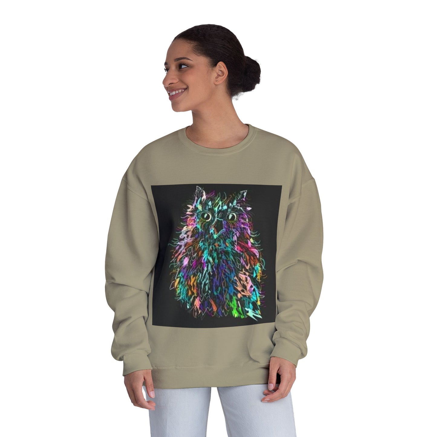 Colorful Cat Graphic Unisex Crewneck Sweatshirt