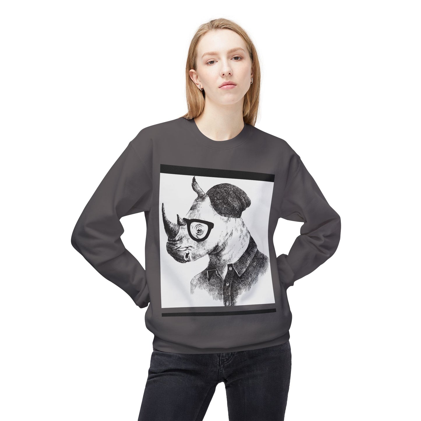 Cool Rhino and Sneakers Fleece Sweatshirt for Trendsetters