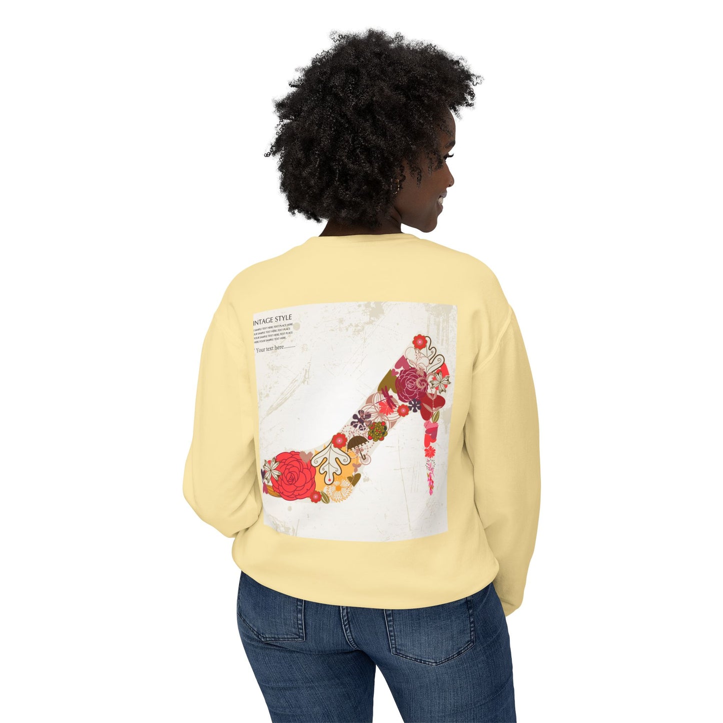Vintage Floral High Heel Unisex Crewneck Sweatshirt | Stylish & Comfortable
