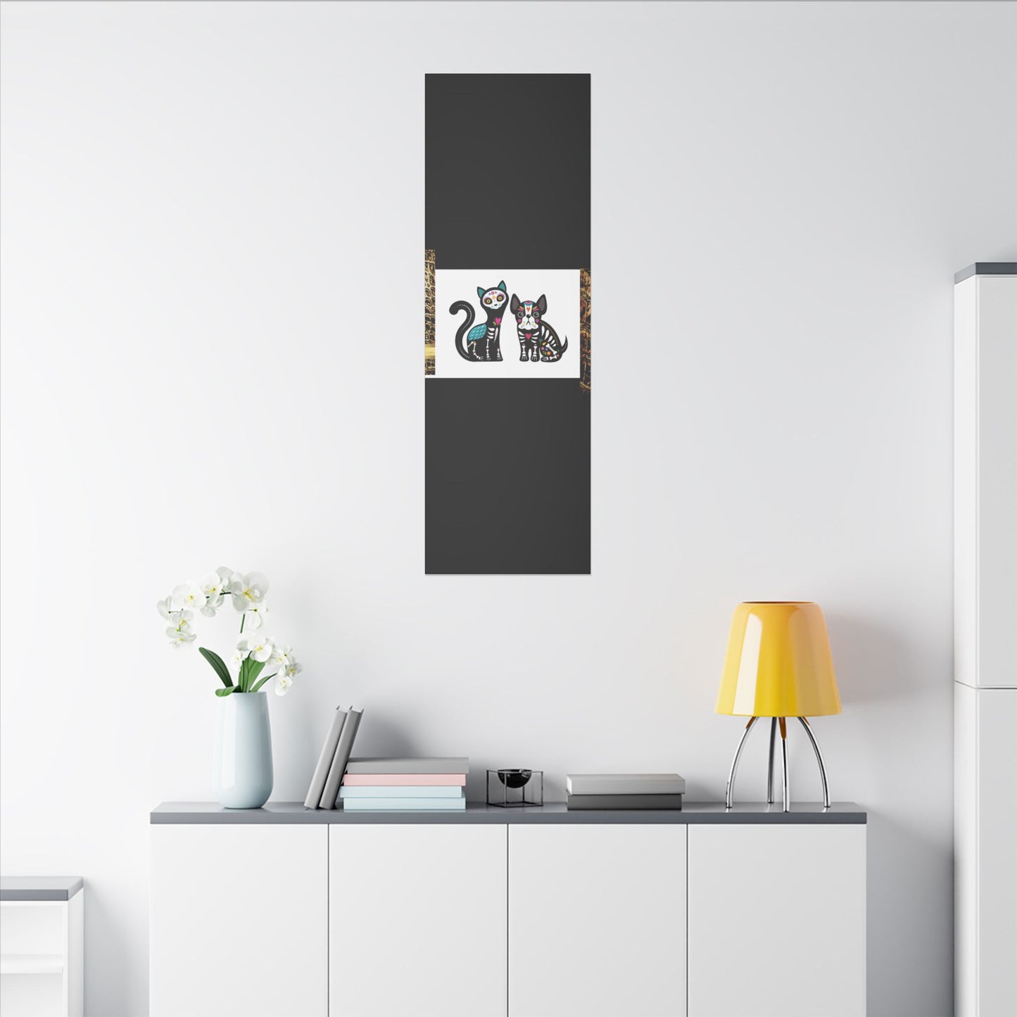 Day of the Dead Pet Canvas Art - Colorful Cat and Dog Wall Decor