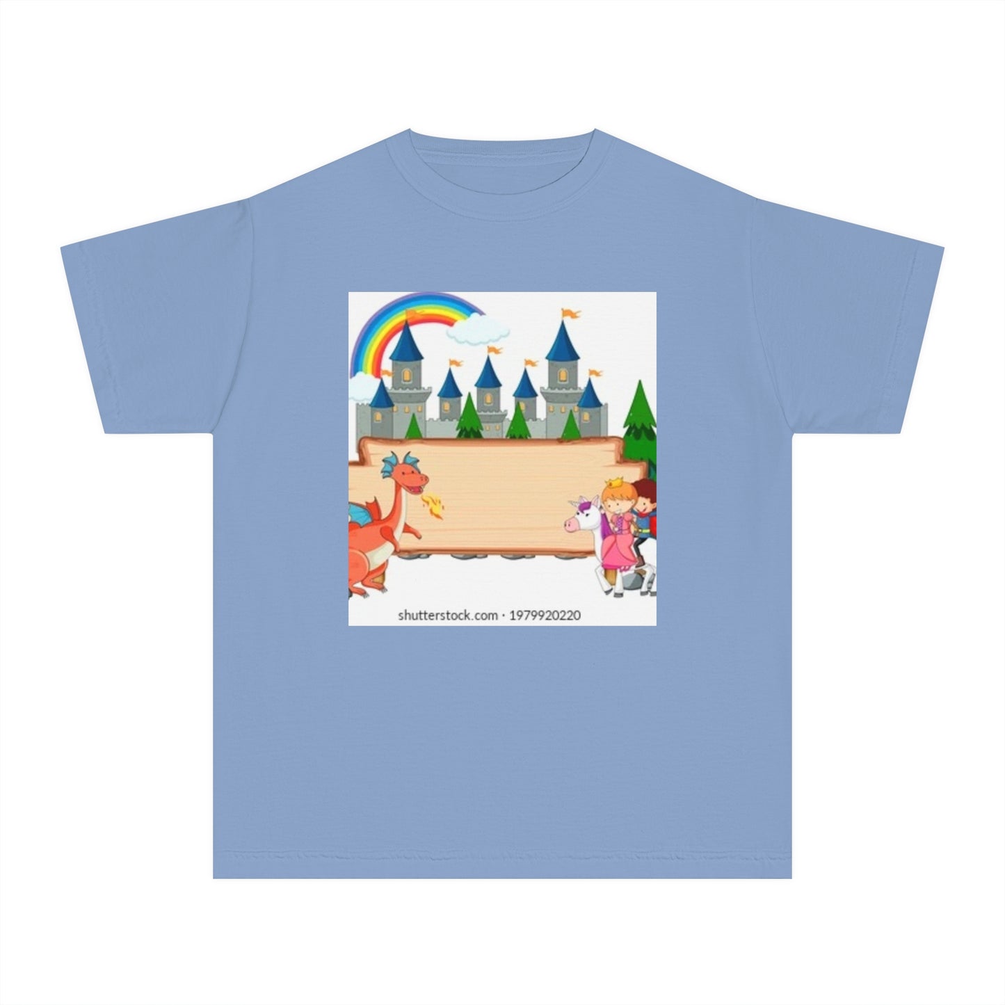 Youth Fantasy Castle Tee - Colorful Dragon & Rainbow Design