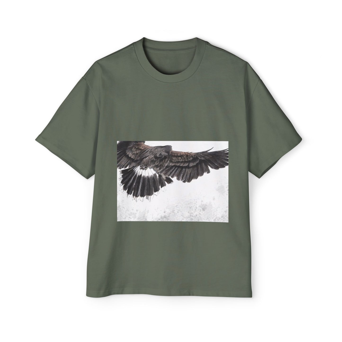 Men's Heavy Oversized Tee - Bold Eagle and Skull Print