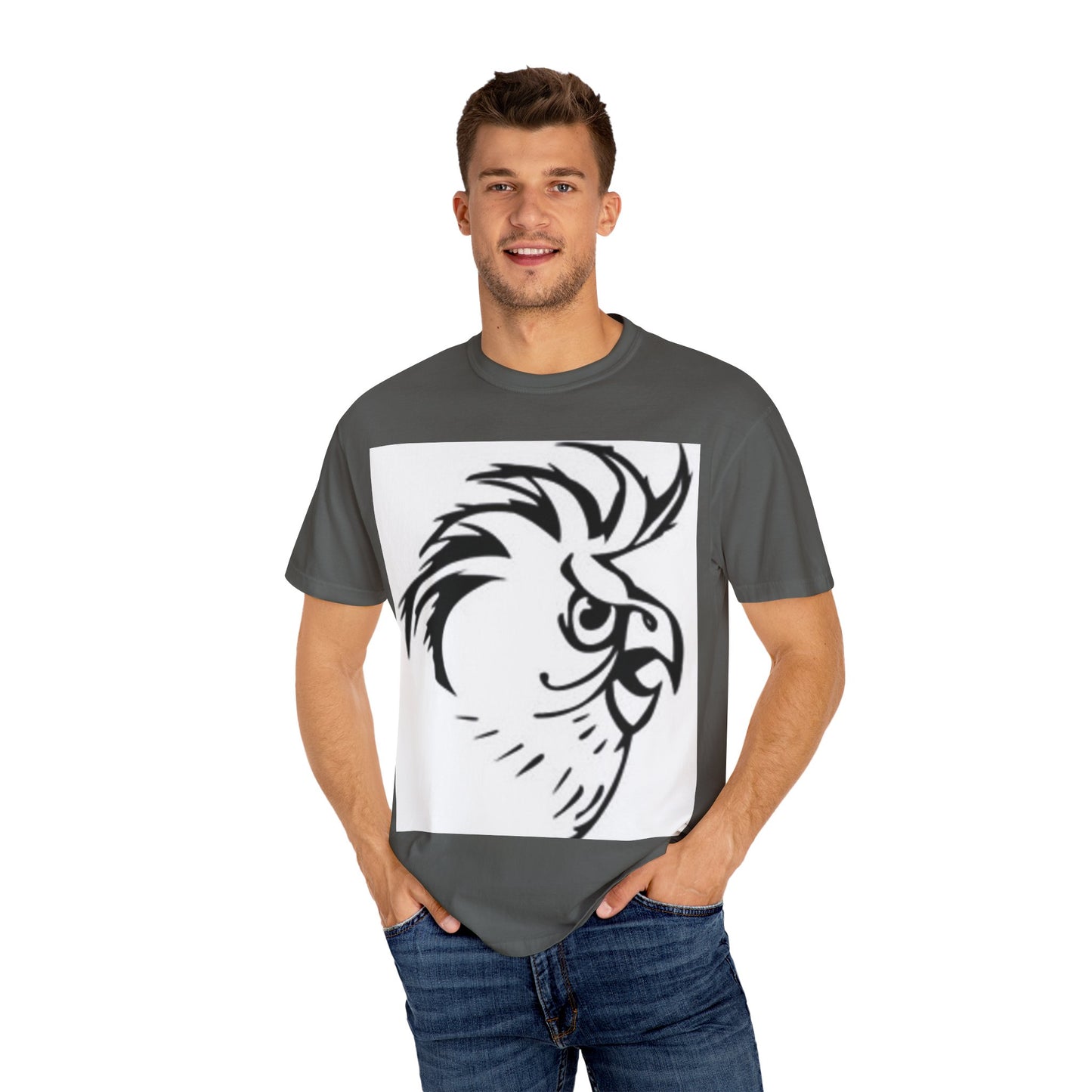 Artistic Unisex Garment-Dyed T-Shirt - Hand Drawn Patterns