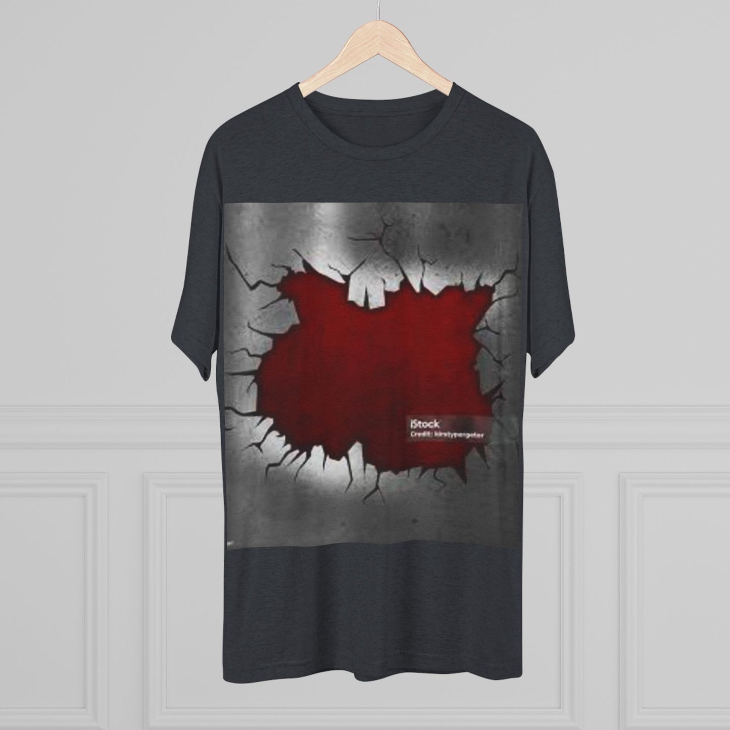 Bold Graphic Unisex Tri-Blend Crew Tee - Edgy Cracked Wall Design