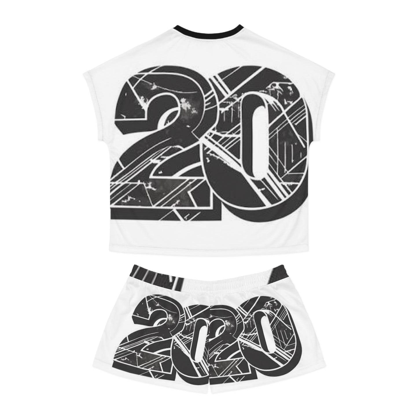 Trendy Women's Short Pajama Set with Bold '20' Design
