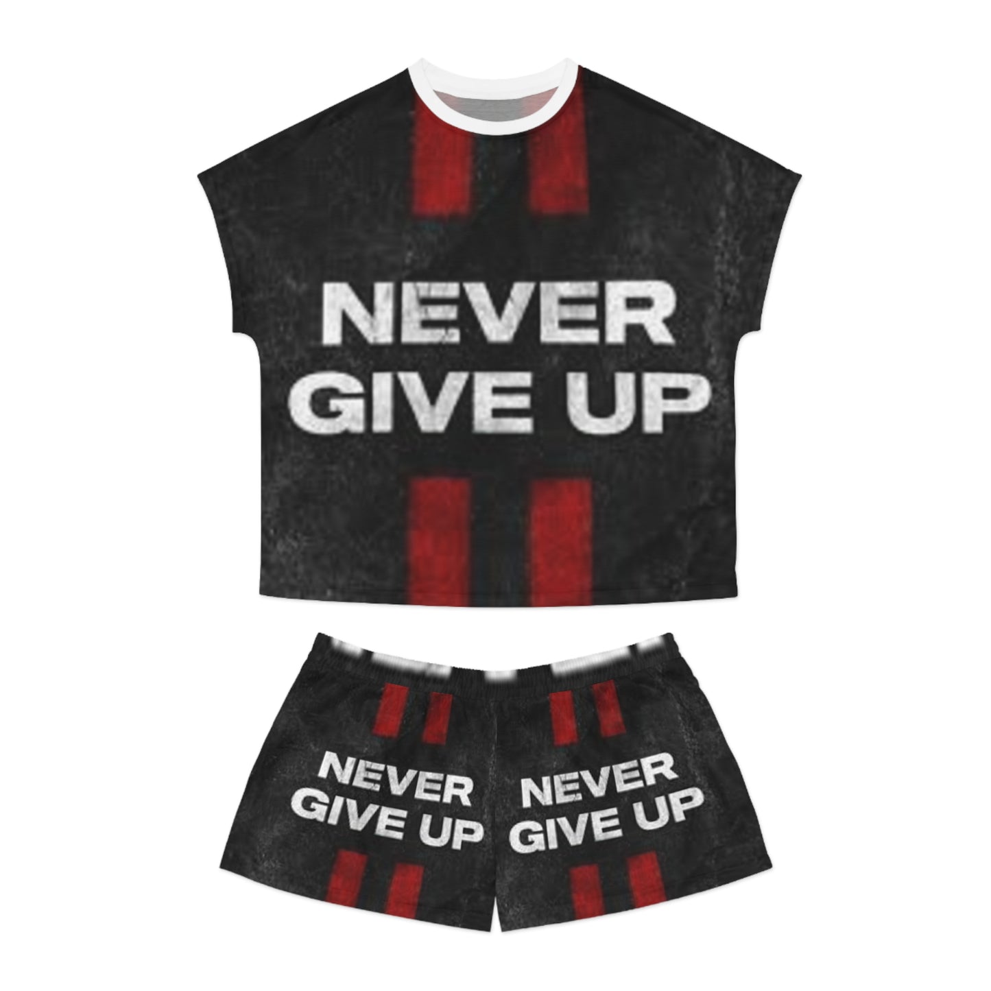 Motivational Women's Short Pajama Set - Never Give Up
