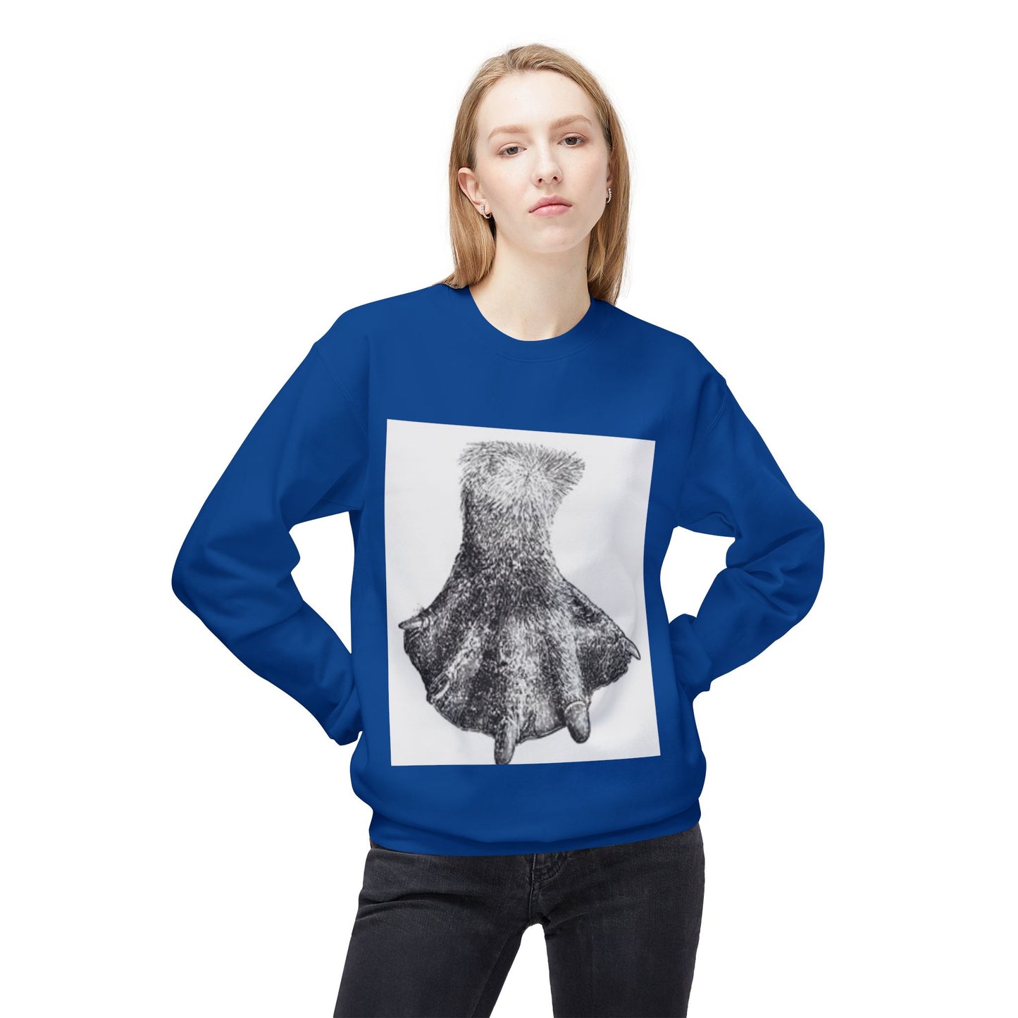Artistic Fleece Crewneck Sweatshirt with Unique Dress Design
