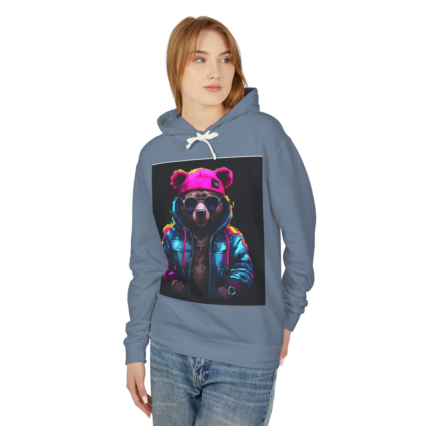 Cool Bear Hoodie - Unisex Lightweight Hooded Sweatshirt with Funky Design