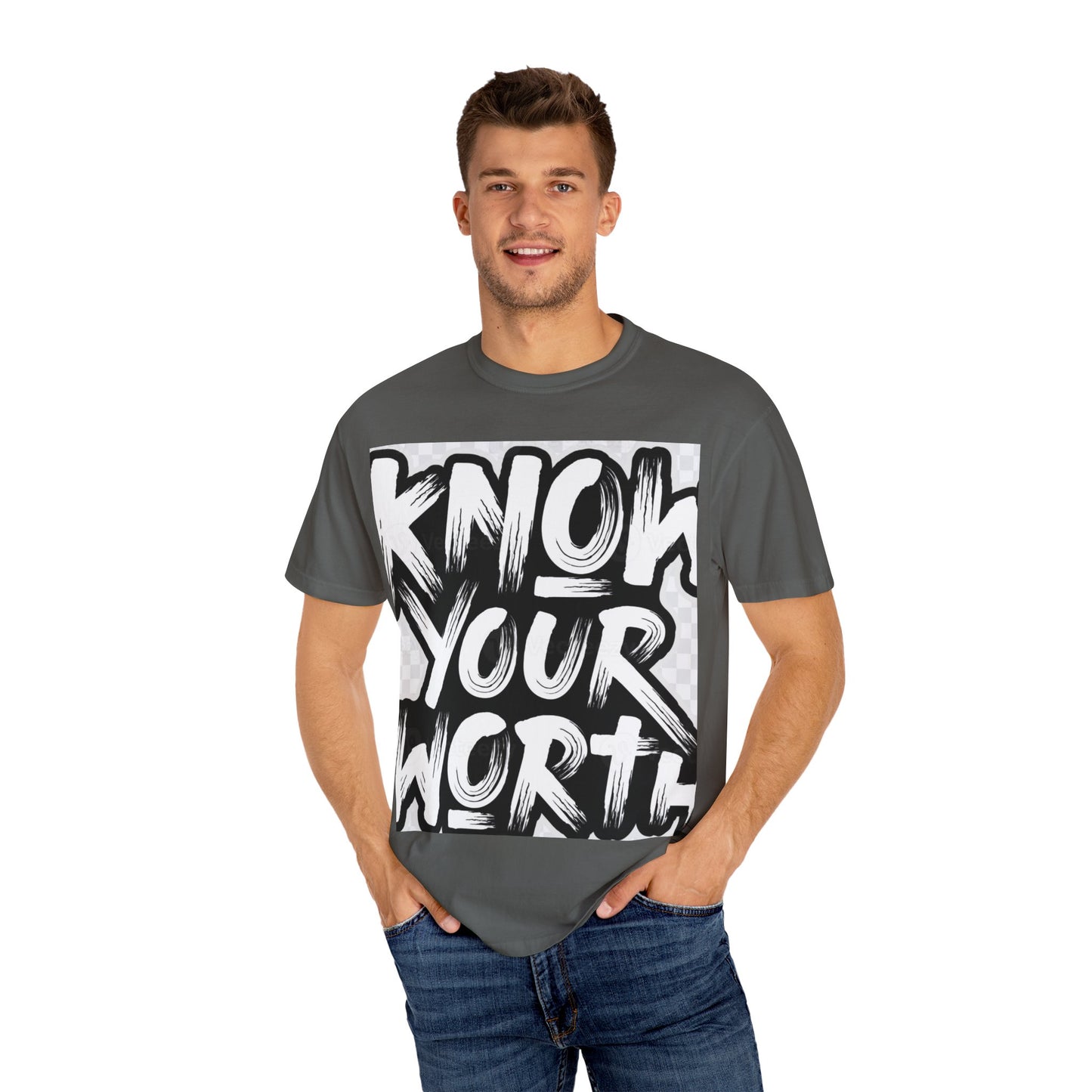 Know Your Worth Unisex Garment-Dyed T-Shirt