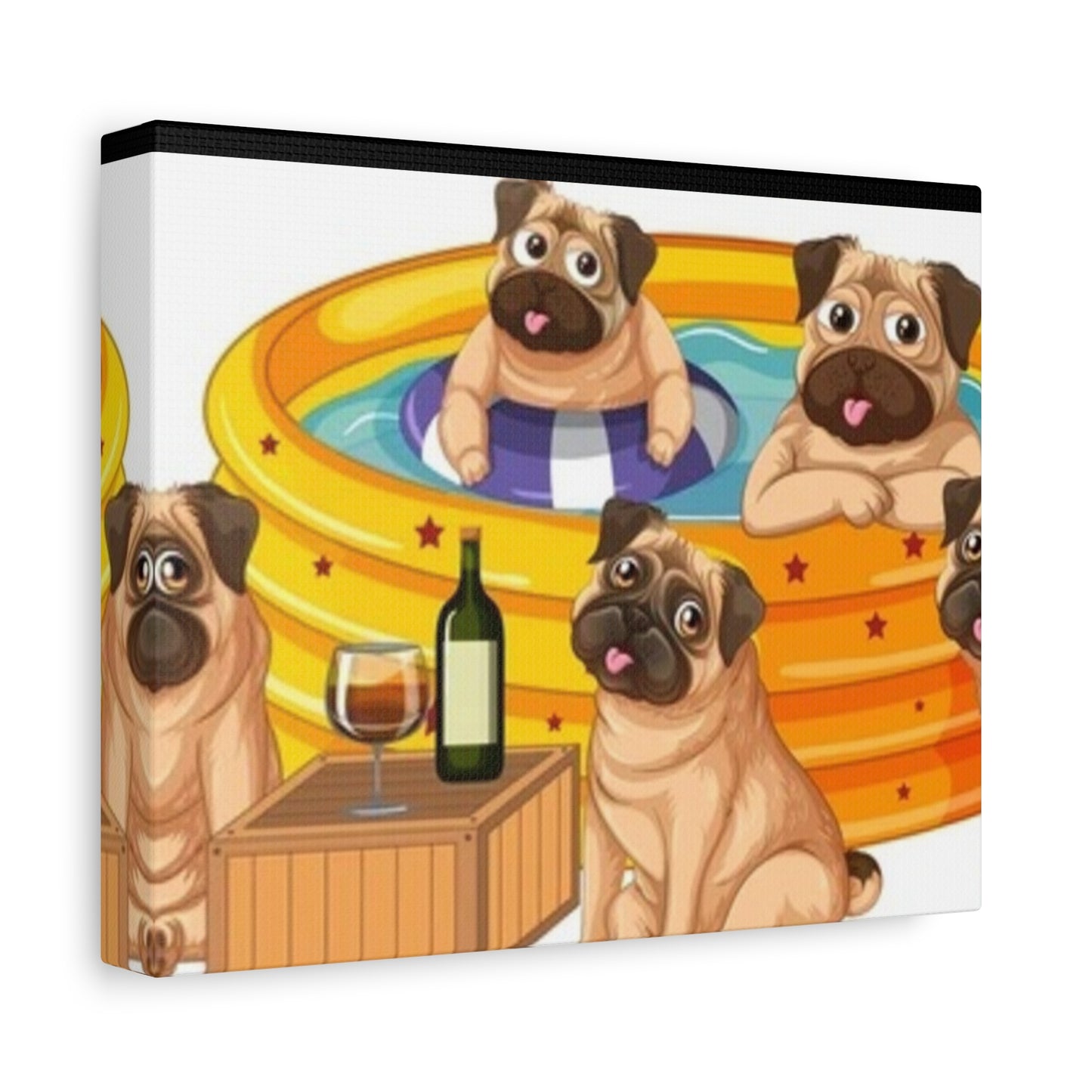 Pug Pool Party Canvas Art - Fun Pet Decor
