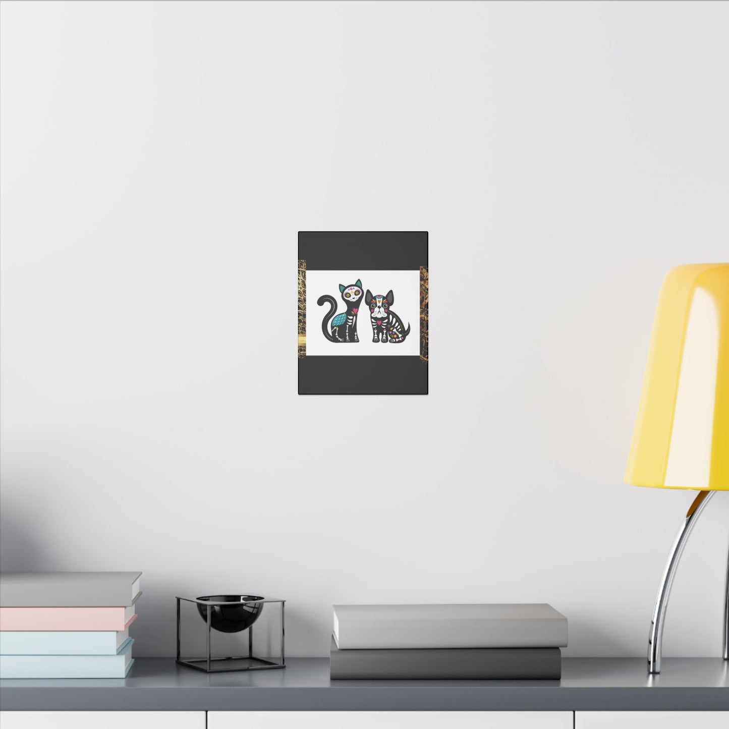 Day of the Dead Pet Canvas Art - Colorful Cat and Dog Wall Decor