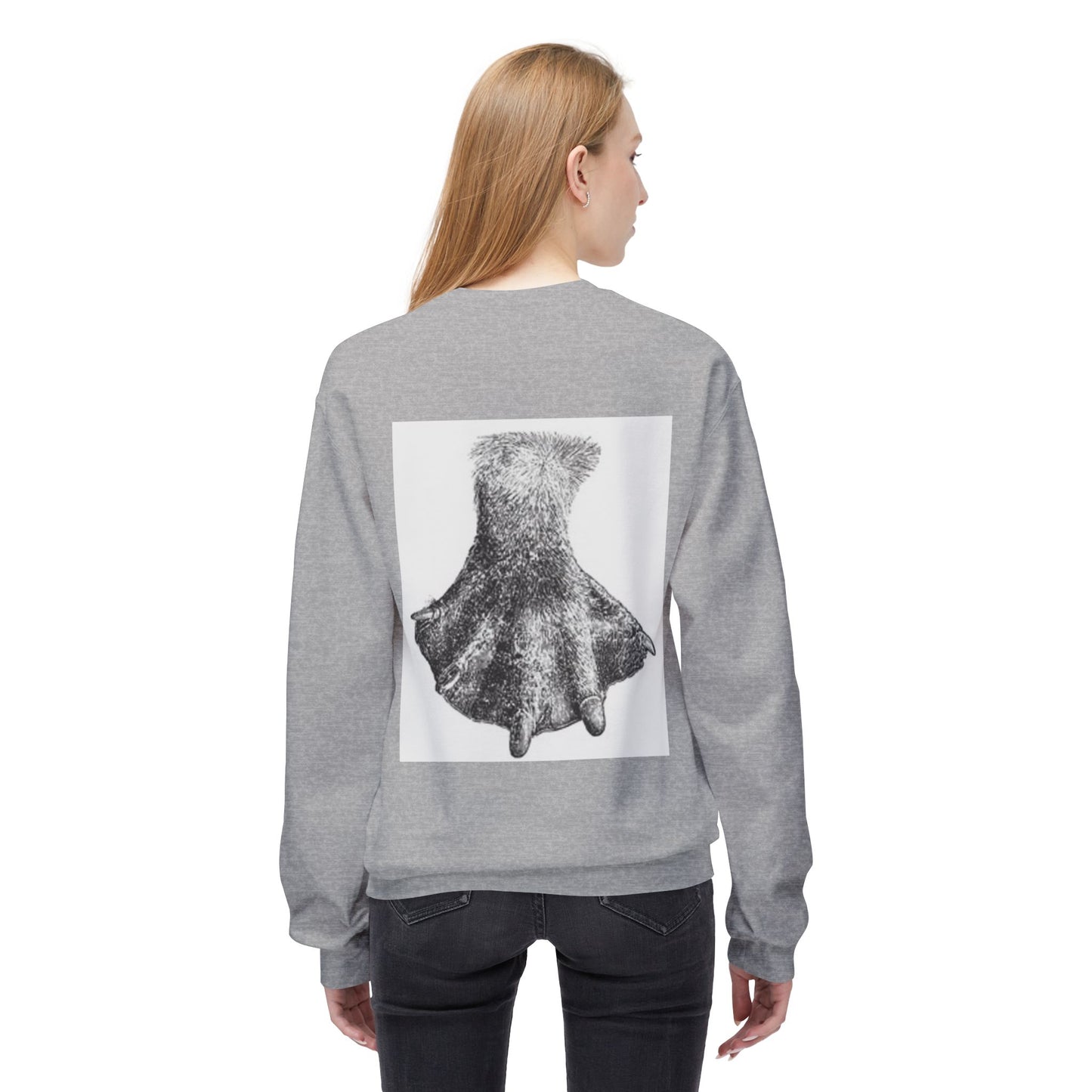 Artistic Fleece Crewneck Sweatshirt with Unique Dress Design