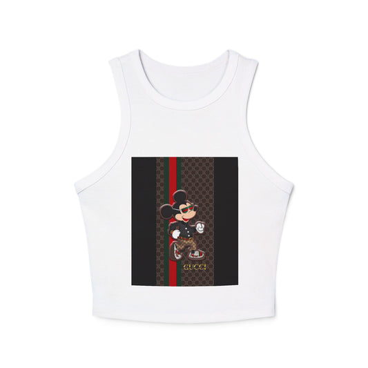 Trendy Women’s Micro Rib Racer Tank Top with Stylish Mickey Design