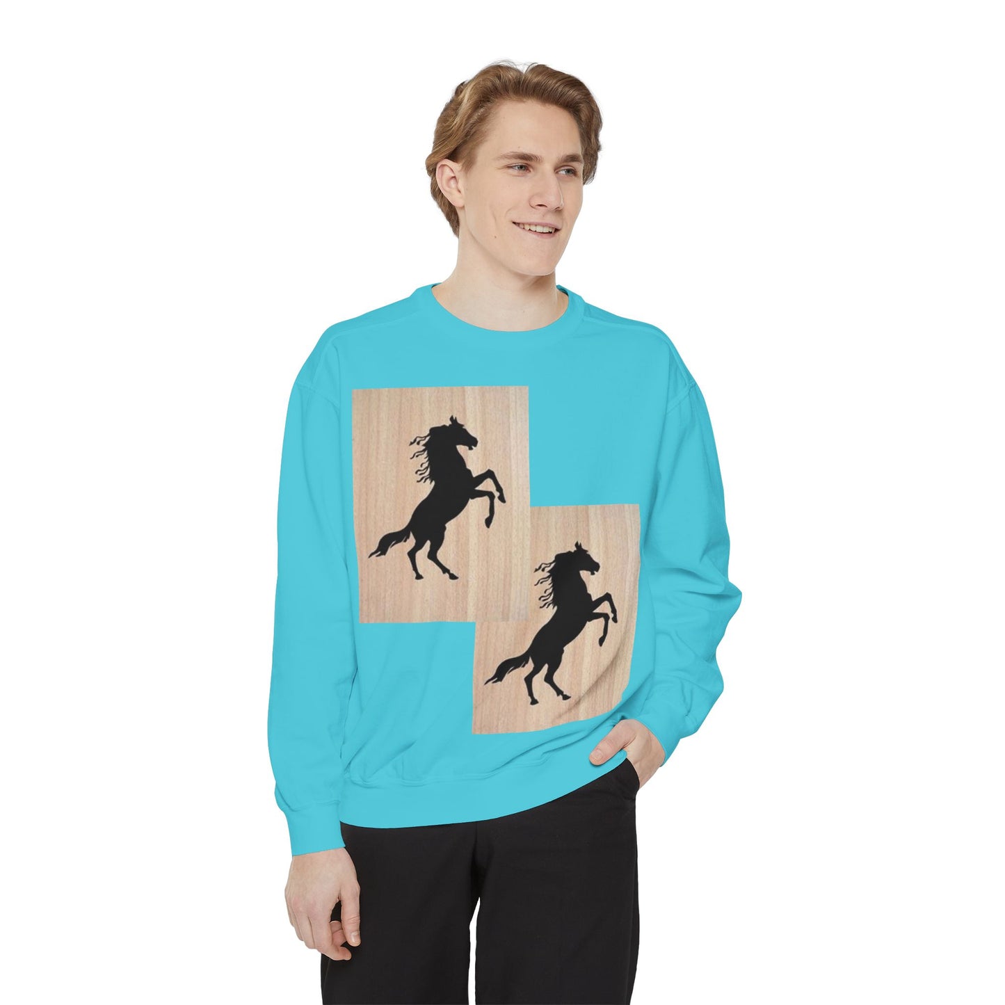 Equestrian Spirit Unisex Garment-Dyed Sweatshirt - Bold Horse Design