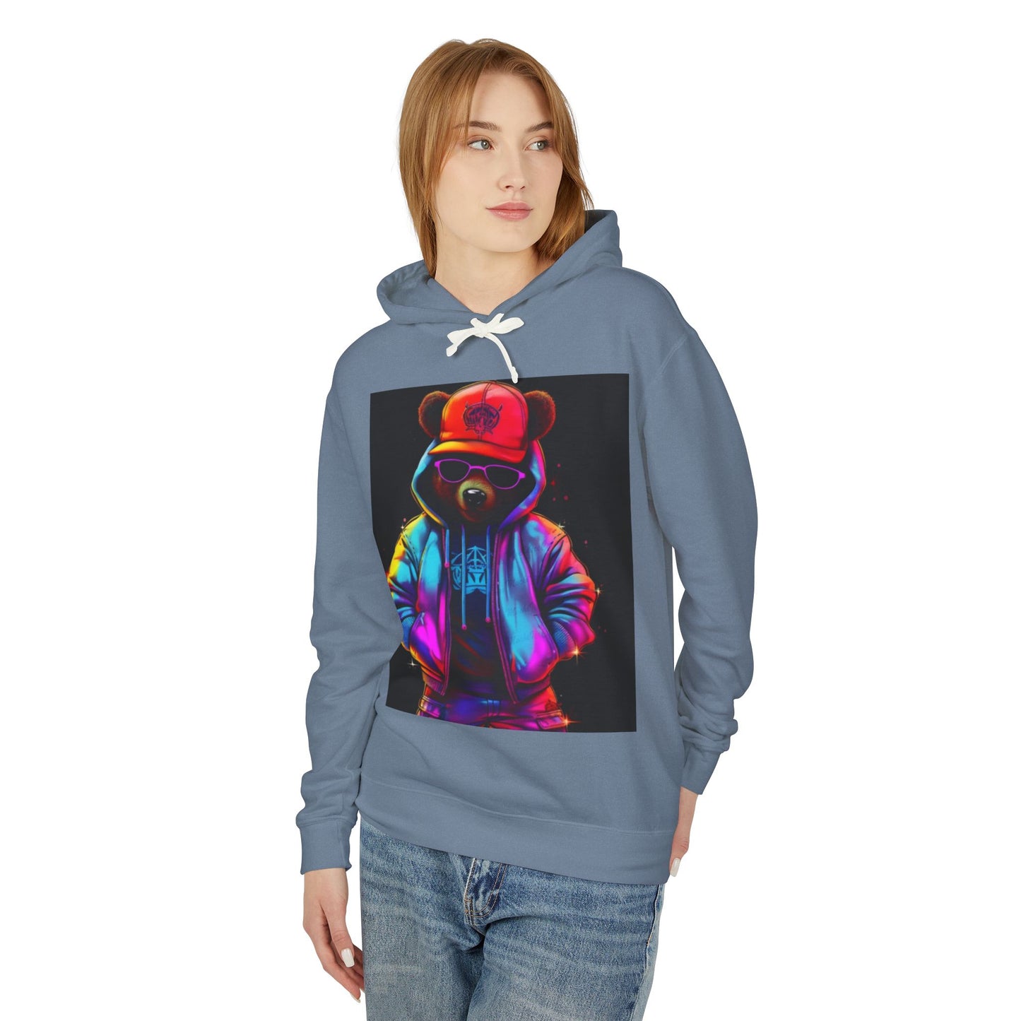 Urban Bear Graphic Hoodie - Unisex Lightweight Sweatshirt