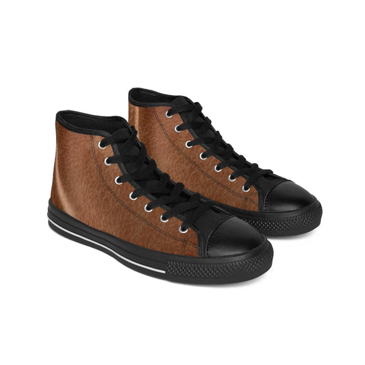Men's Classic High-Top Sneakers - Stylish Brown Leather Design