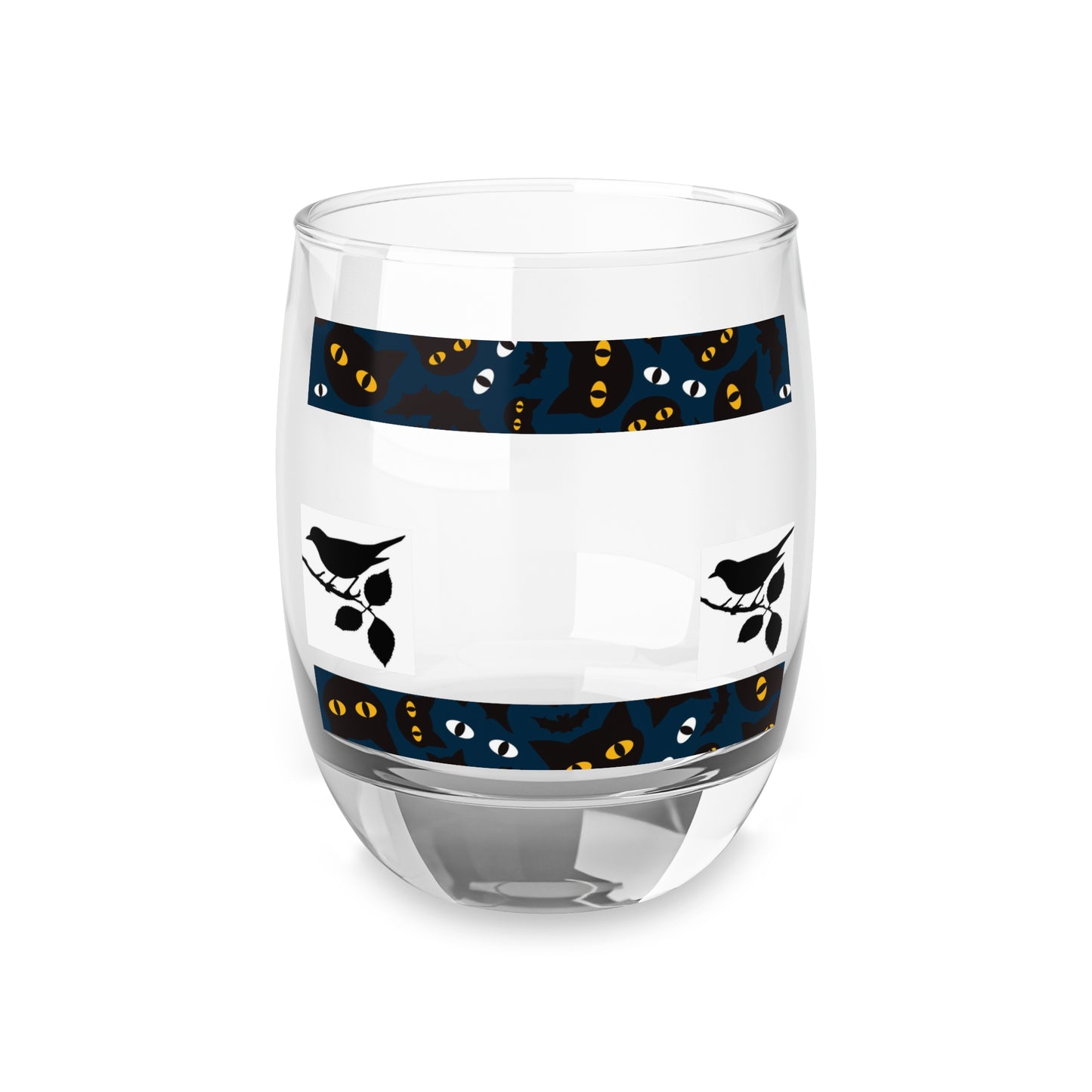 Artisan Whiskey Glass with Abstract Bird Design - Unique Home Bar Accessory