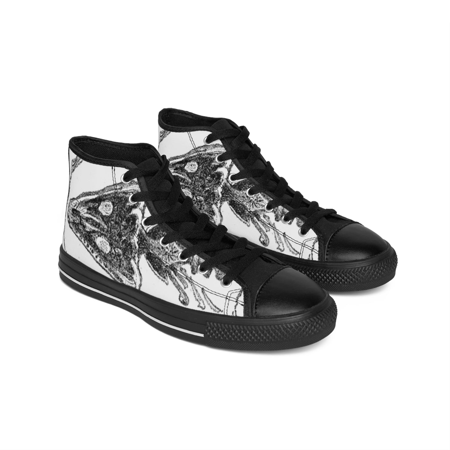 Men's Classic Sneakers with Unique Octopus Design | Trendy Black High-Tops