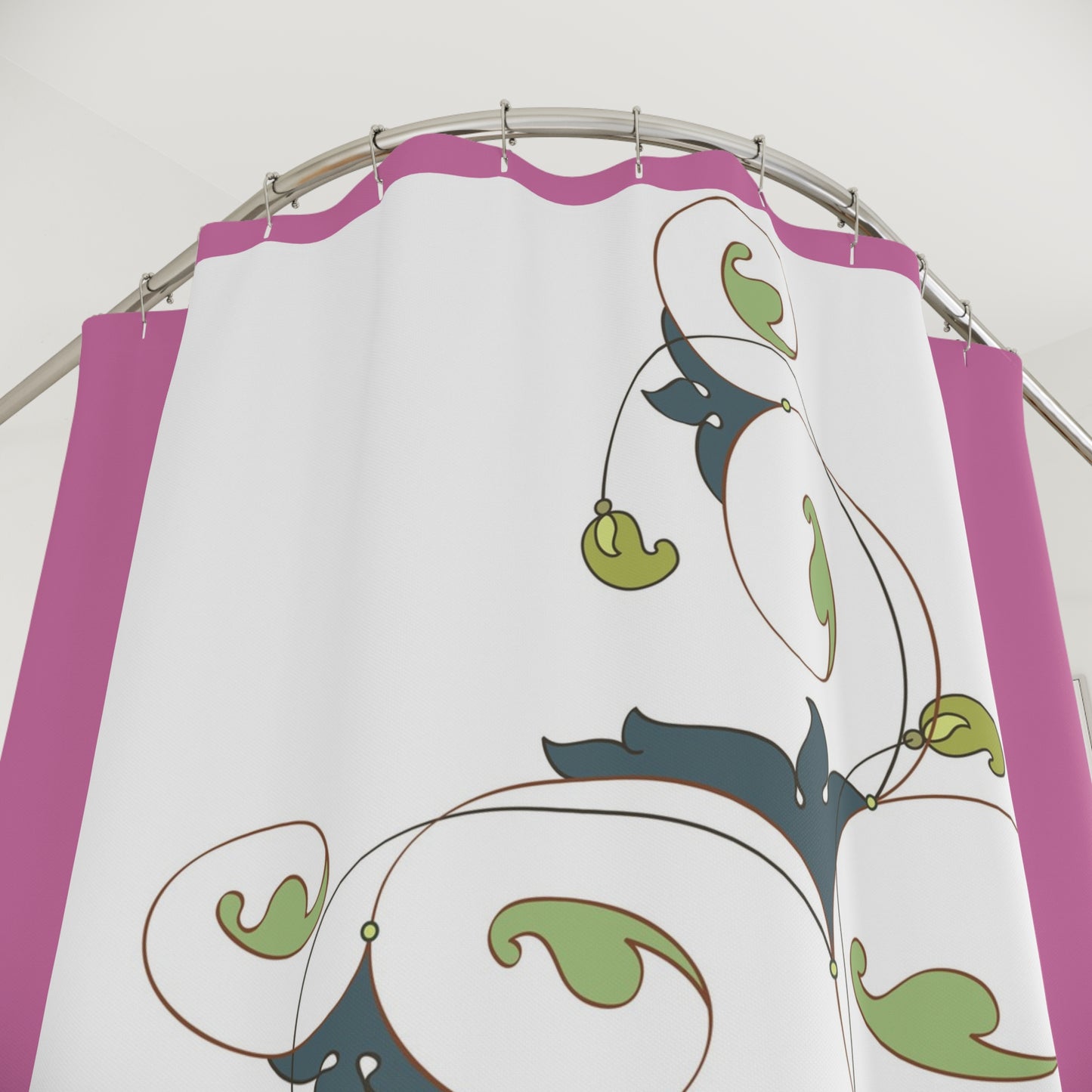 Elegant Green Flamingo Shower Curtain - Nature-Inspired Bathroom Decor