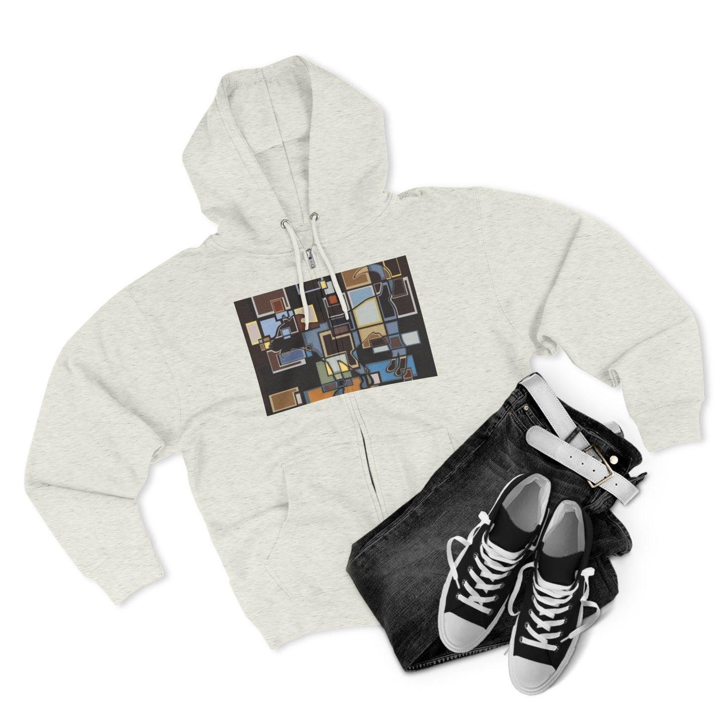 Artistic Unisex Zip Hoodie - Colorful Abstract Design