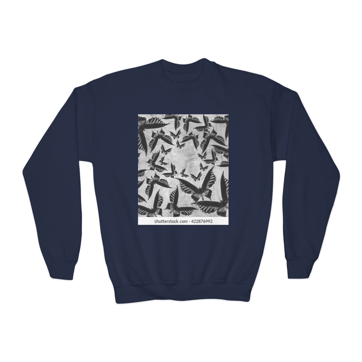 Youth Crewneck Sweatshirt - Stylish Black & White Bird Design