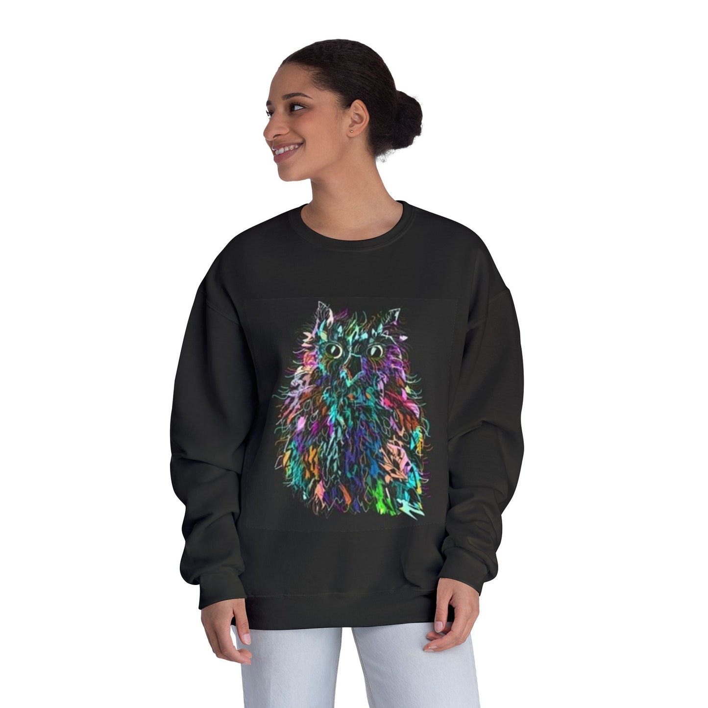 Colorful Cat Graphic Unisex Crewneck Sweatshirt