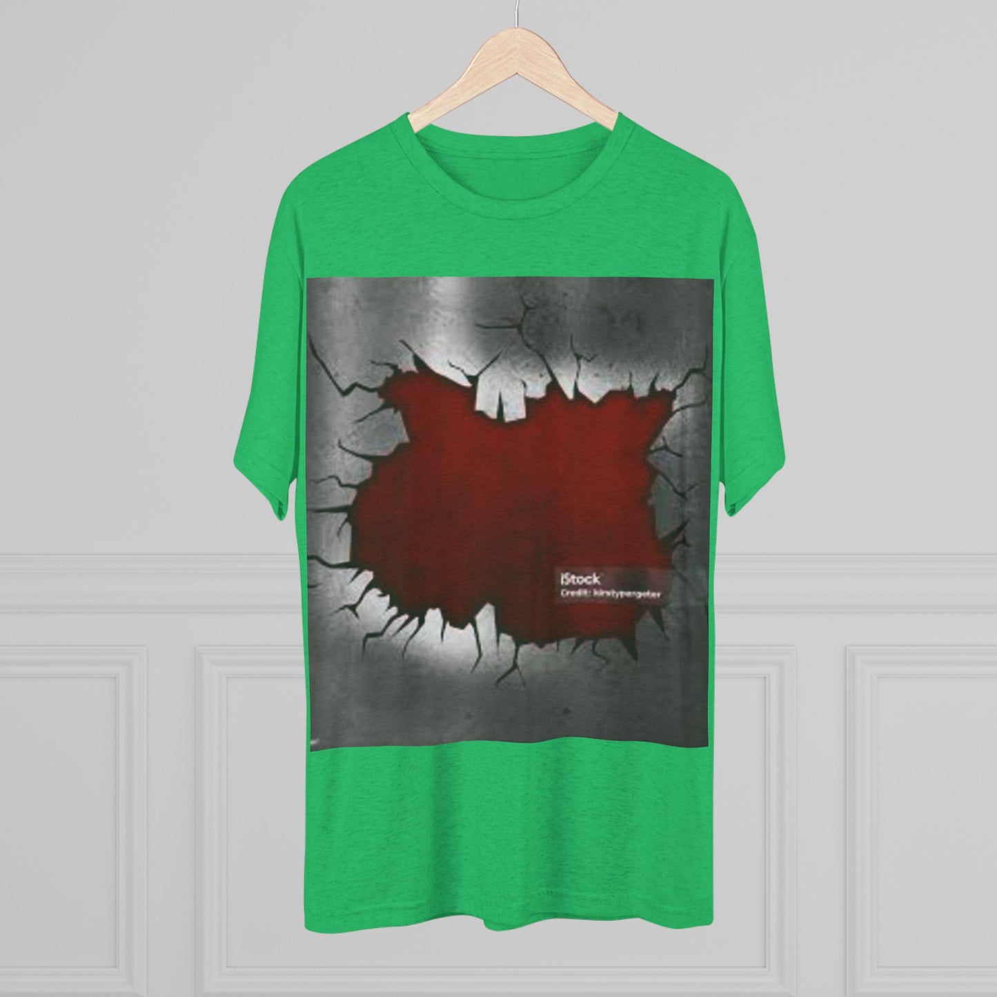 Bold Graphic Unisex Tri-Blend Crew Tee - Edgy Cracked Wall Design