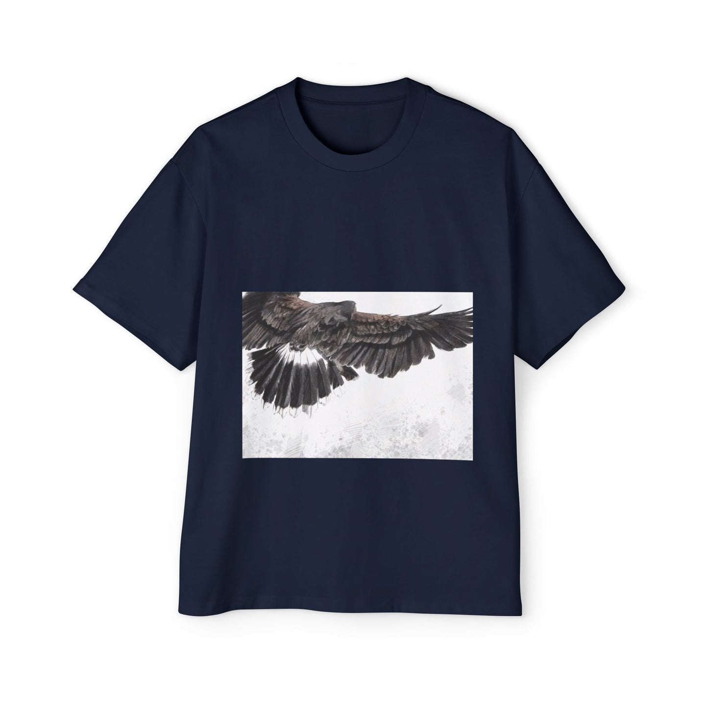 Men's Heavy Oversized Tee - Bold Eagle and Skull Print
