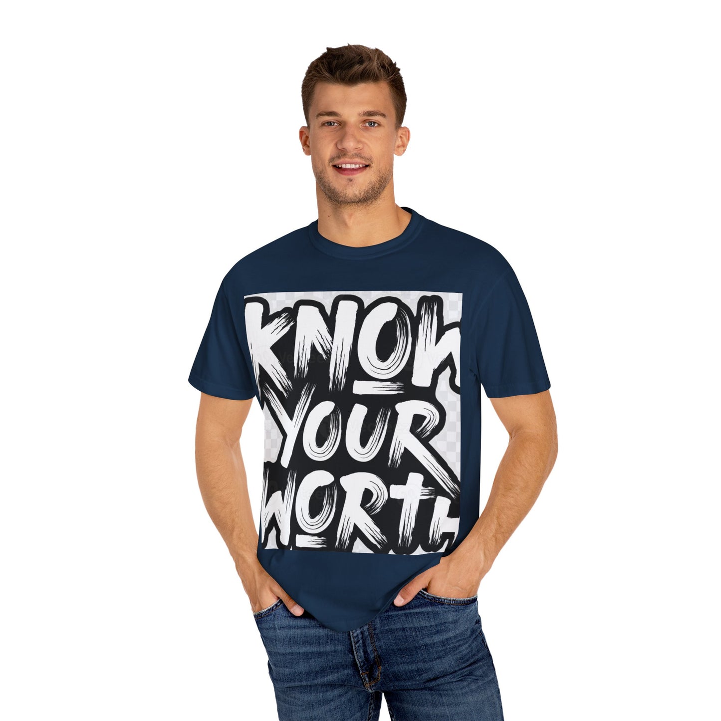 Know Your Worth Unisex Garment-Dyed T-Shirt