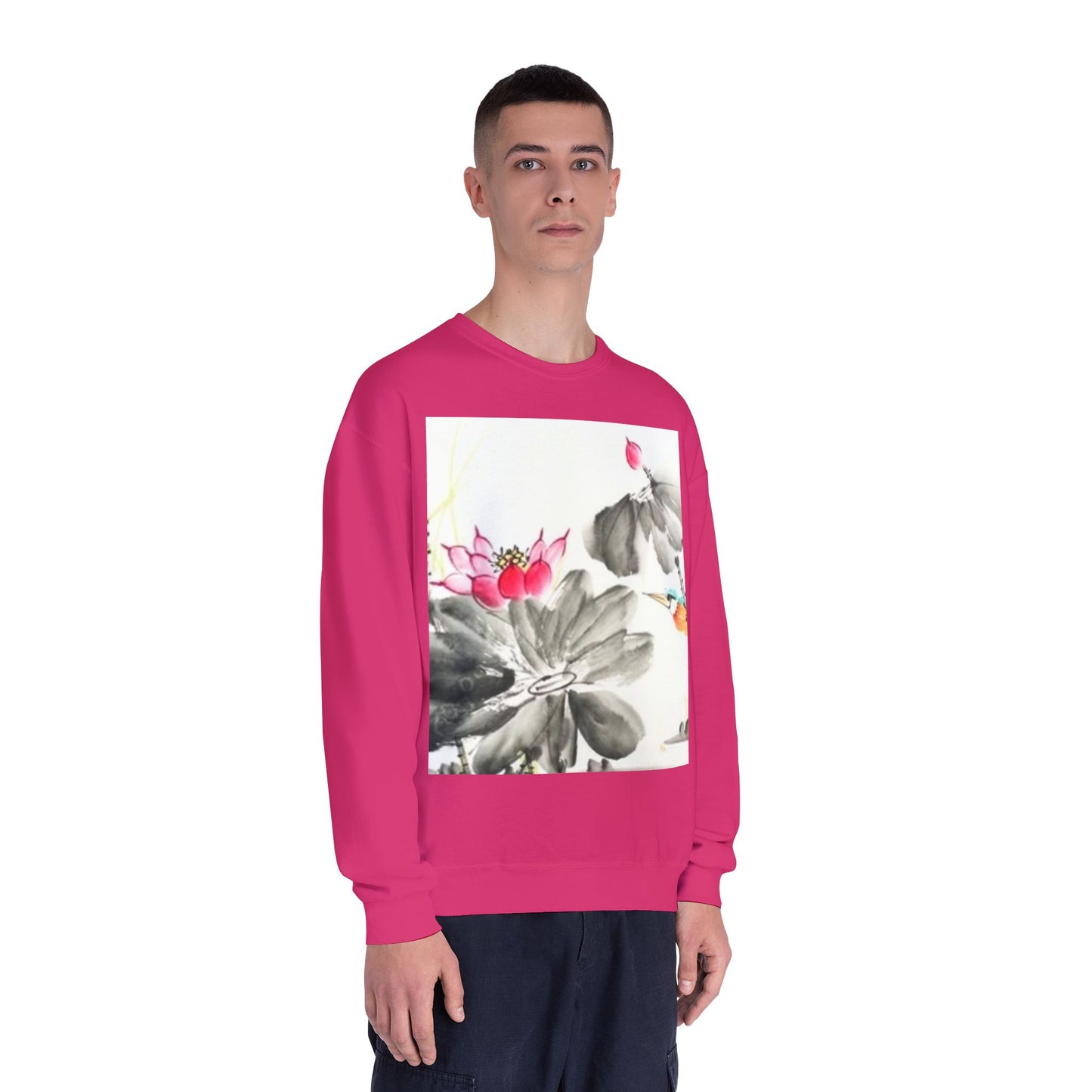 Lotus Blossom Unisex Crewneck Sweatshirt - Cozy Botanical Art Design