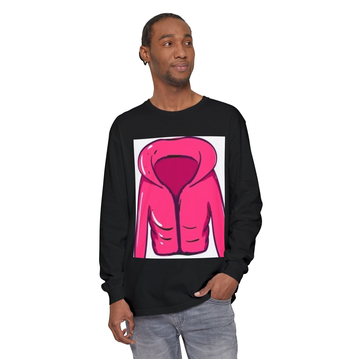 Unisex Garment-Dyed Long Sleeve T-Shirt - Cute Hoodie Print for Casual Wear
