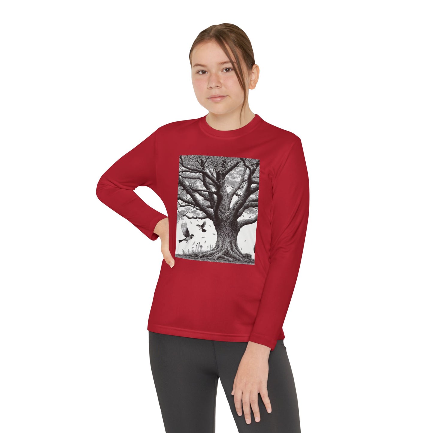 Youth Long Sleeve Tree Graphic Tee - Nature Inspired Design
