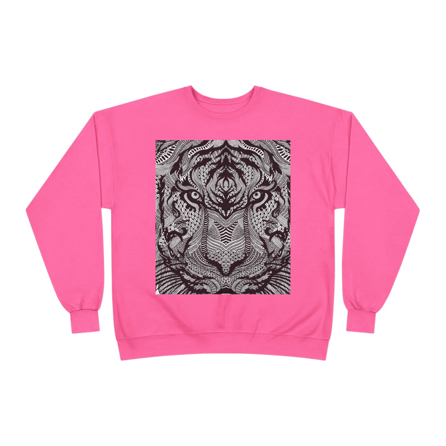 Unisex EcoSmart Tiger Graphic Crewneck Sweatshirt - Bold Black & White Design