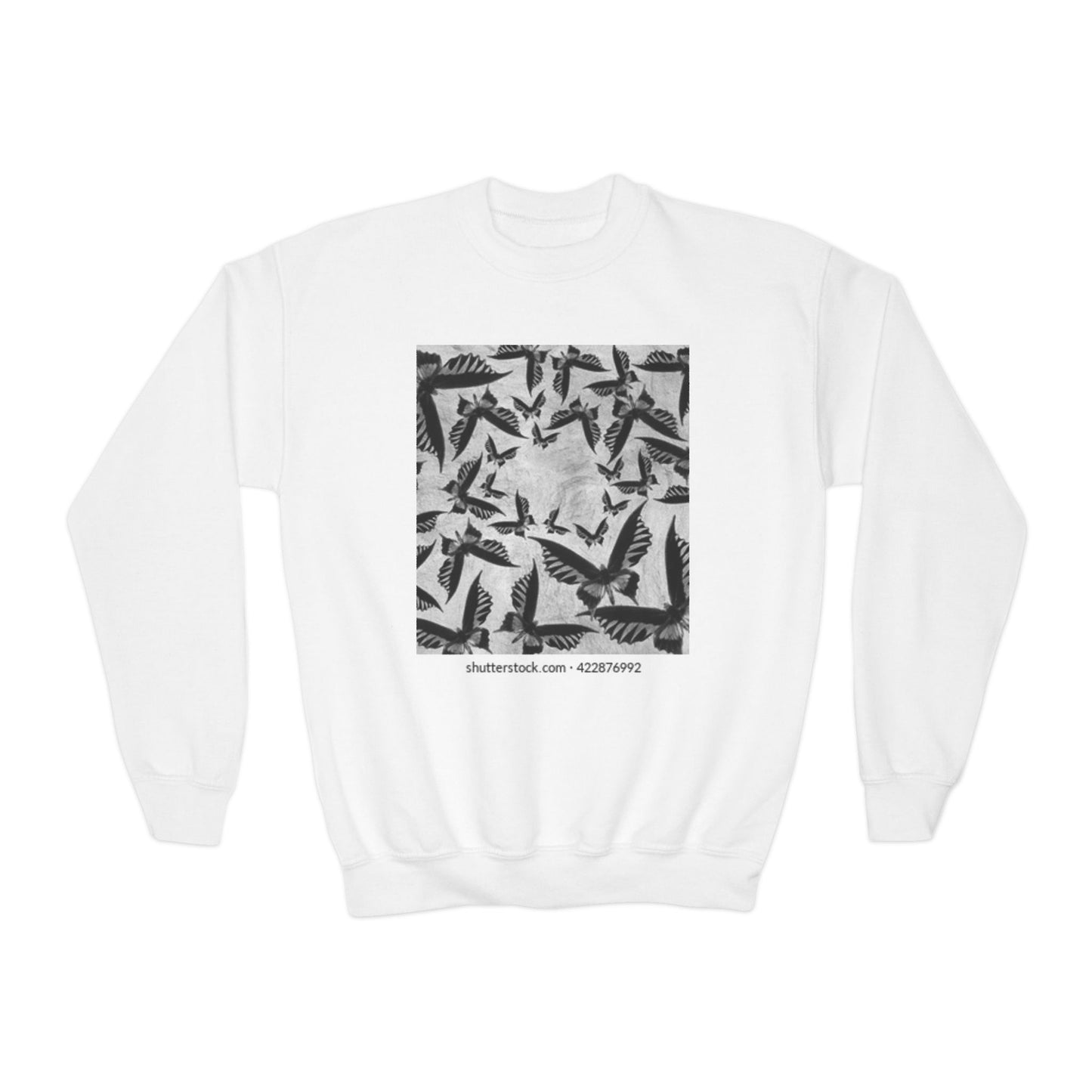 Youth Crewneck Sweatshirt - Stylish Black & White Bird Design