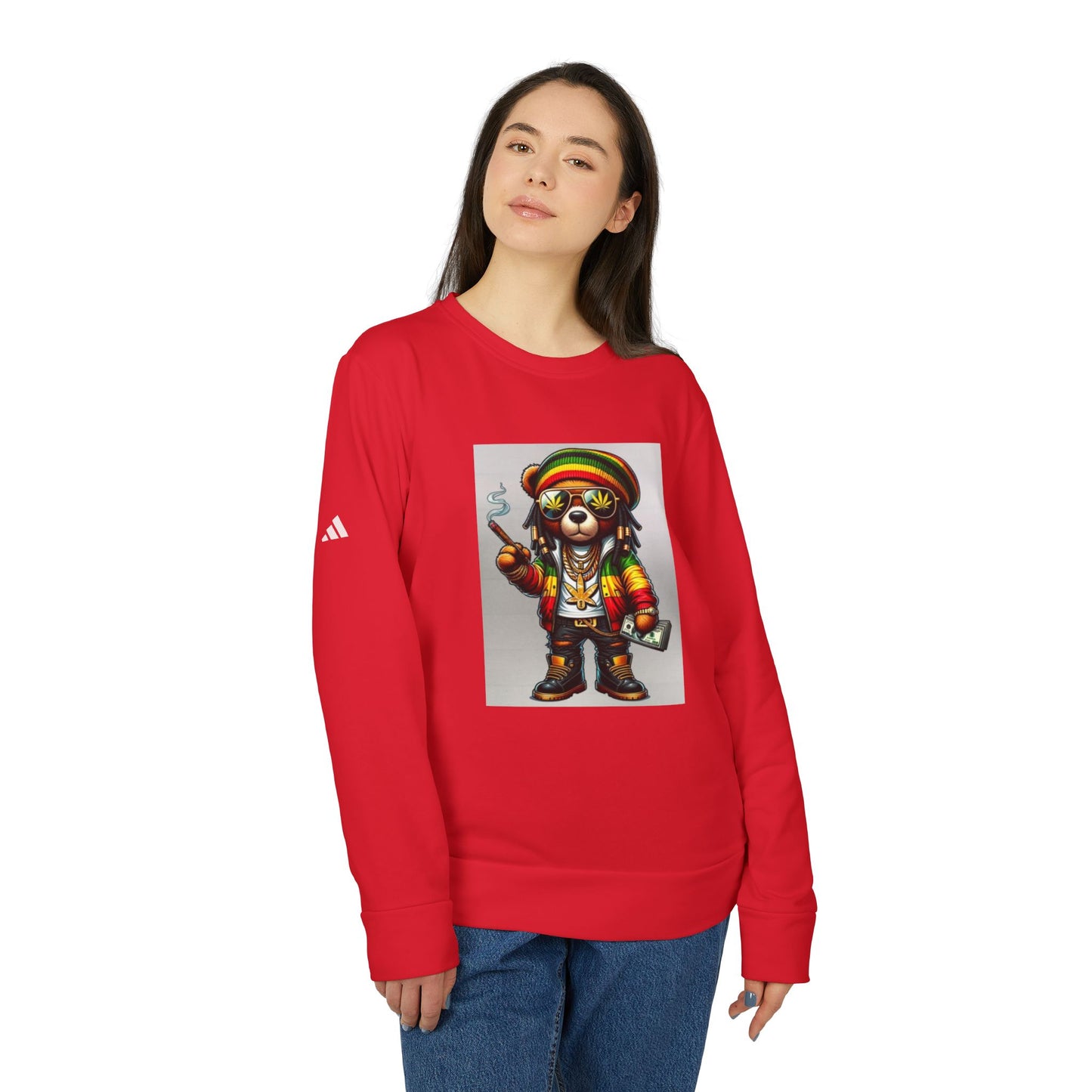 Rasta Bear Fleece Crewneck Sweatshirt - Unisex Chill Vibe