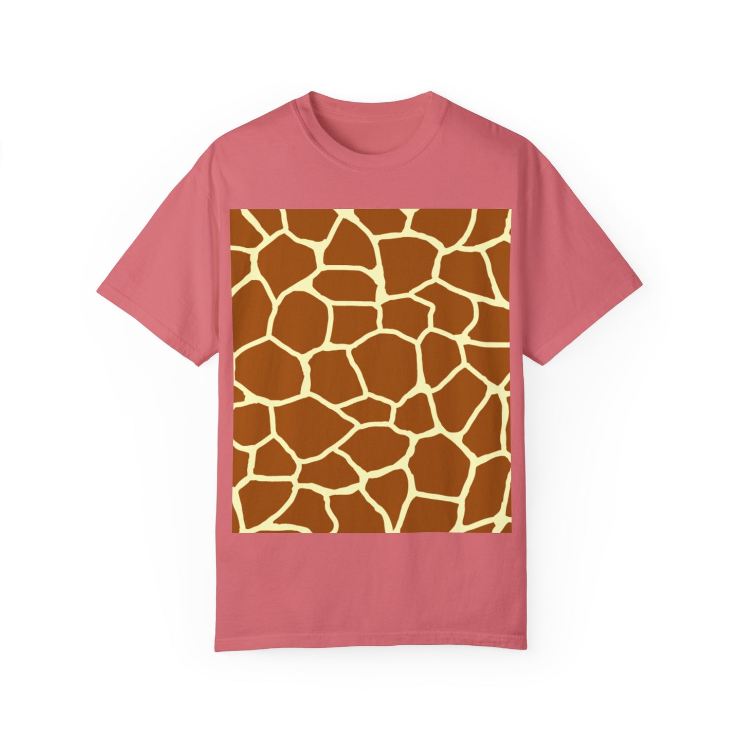Unisex Giraffe Print Garment-Dyed T-Shirt - Animal Lover Tee