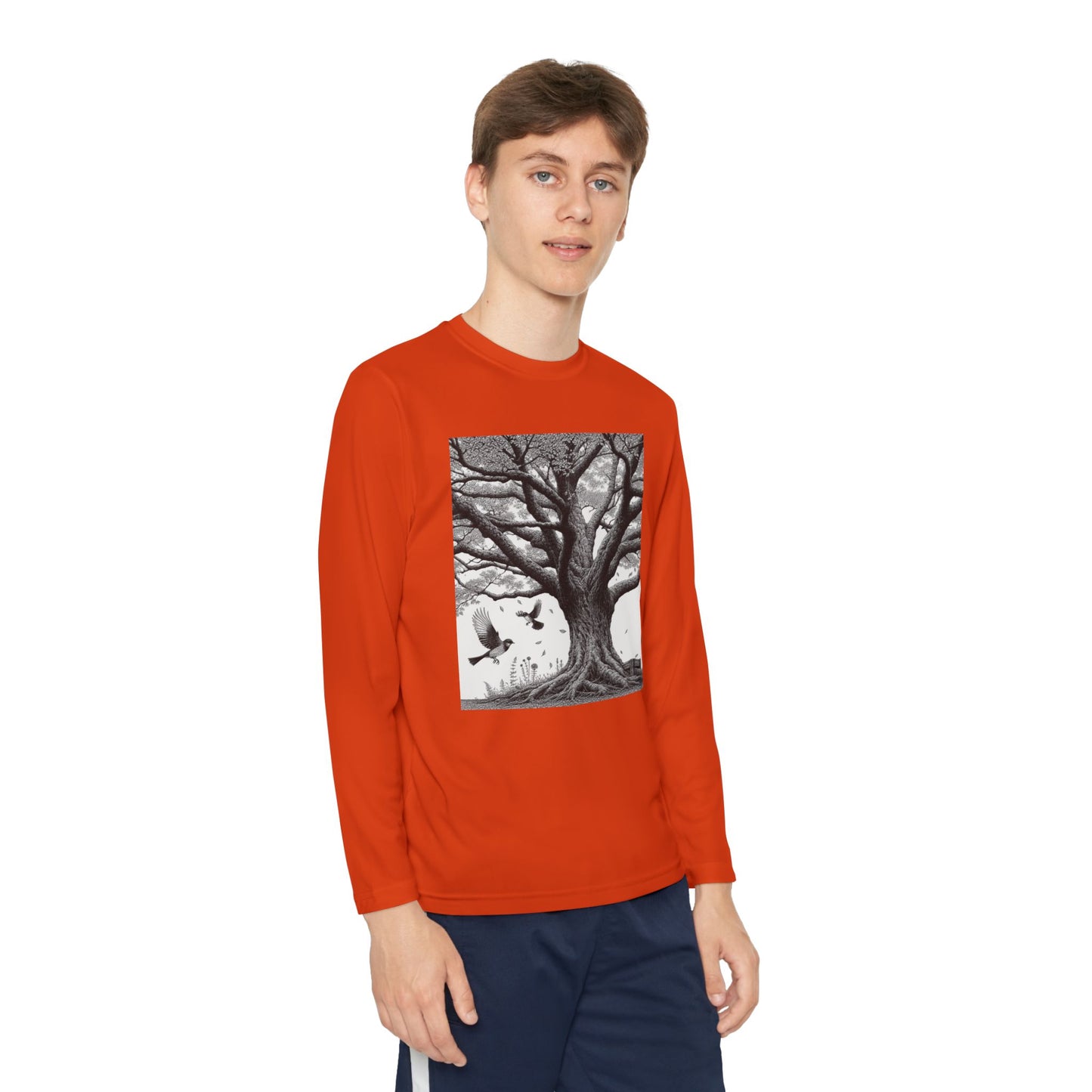 Youth Long Sleeve Tree Graphic Tee - Nature Inspired Design