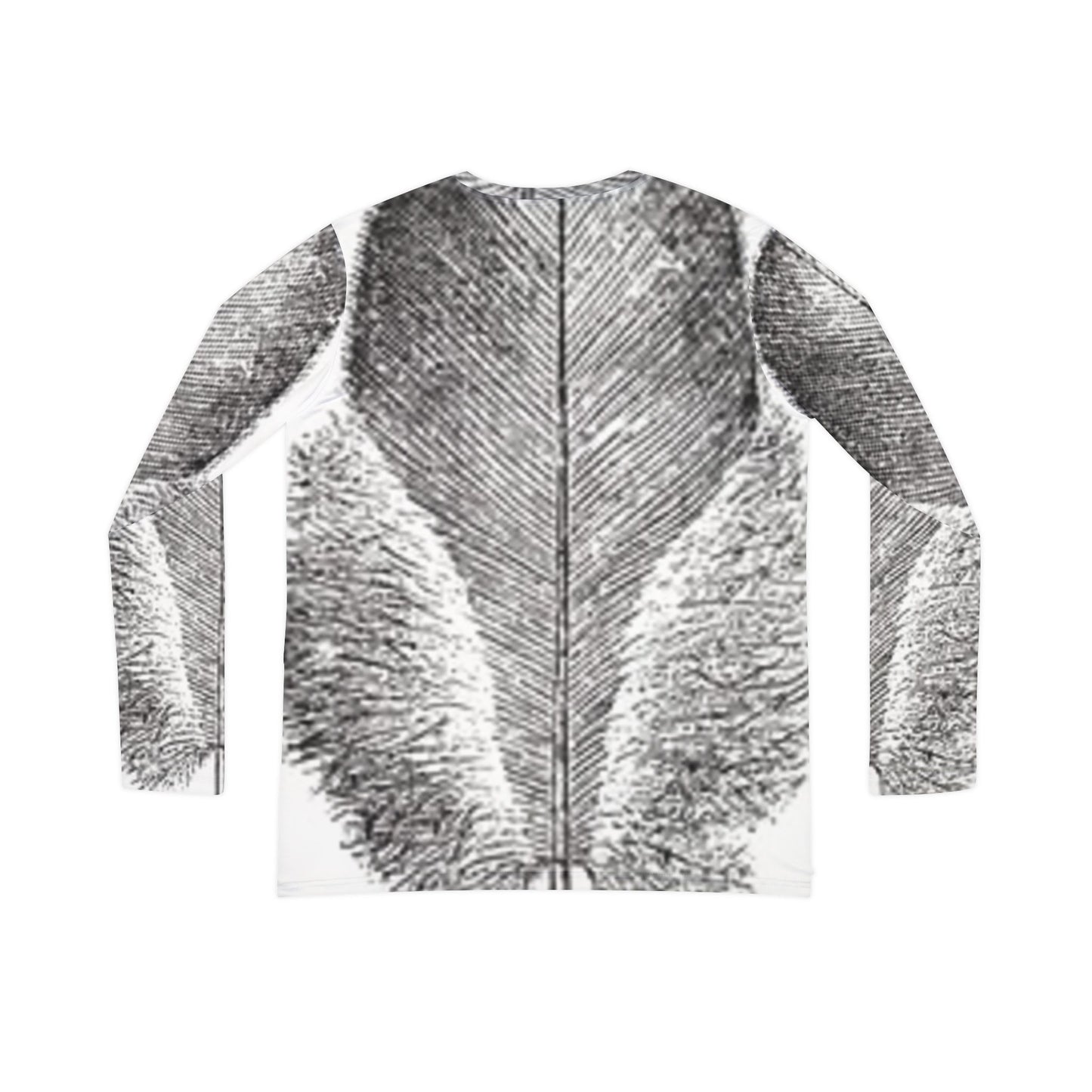Elegant Women's Long Sleeve V-Neck Shirt with Artistic Feather Design