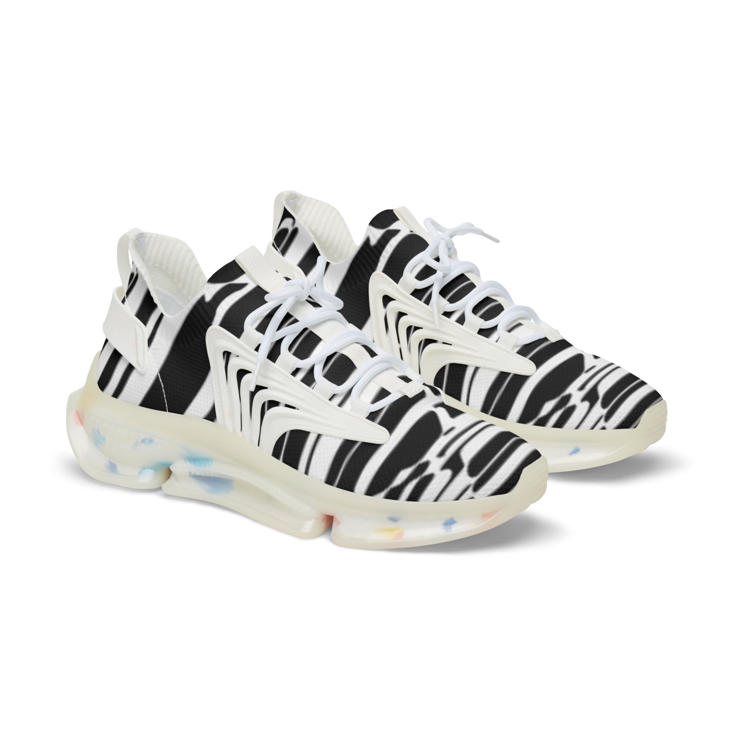 Men's Black and White Mesh Sneakers - Stylish Athletic Footwear