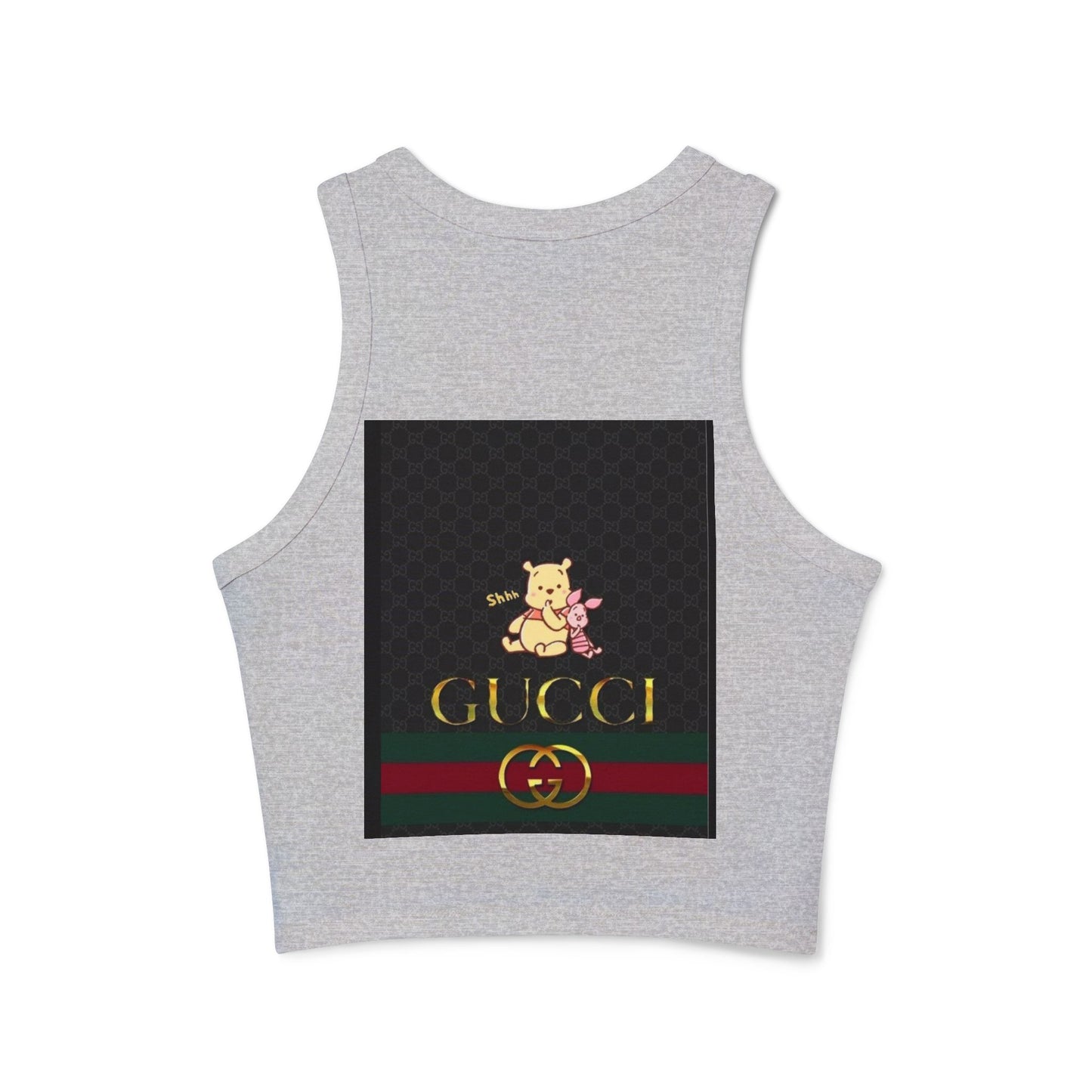 Stylish Women's Micro Rib Racer Tank Top with Gucci-Inspired Design