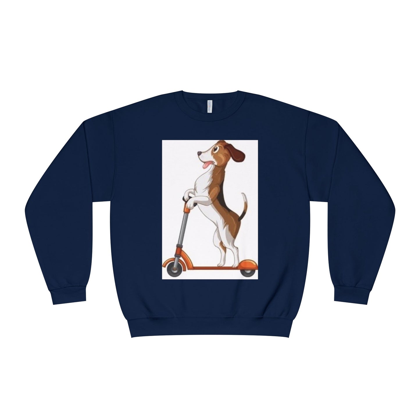 Dog Lover Crewneck Sweatshirt - Fun Beagle on Scooter Design