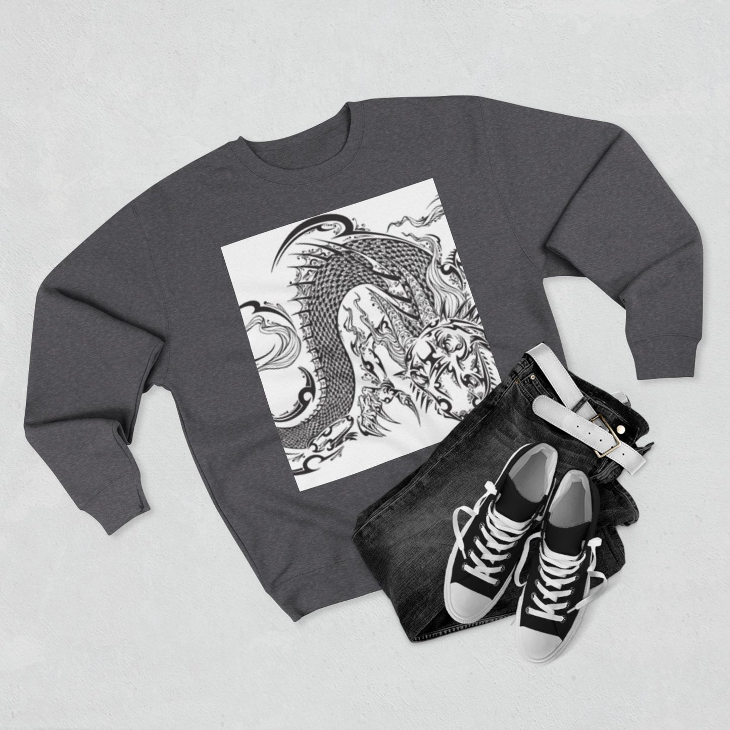 Dragon Art Unisex Crewneck Sweatshirt - Bold Tattoo Design