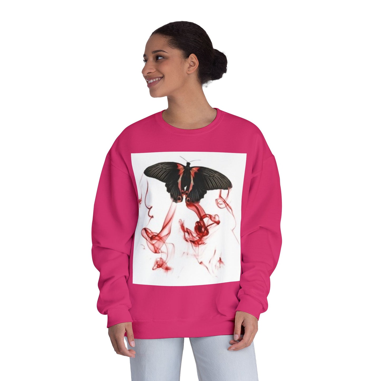 Unisex Crewneck Sweatshirt with Artistic Butterfly Design – Perfect for Fall Style & Gifts