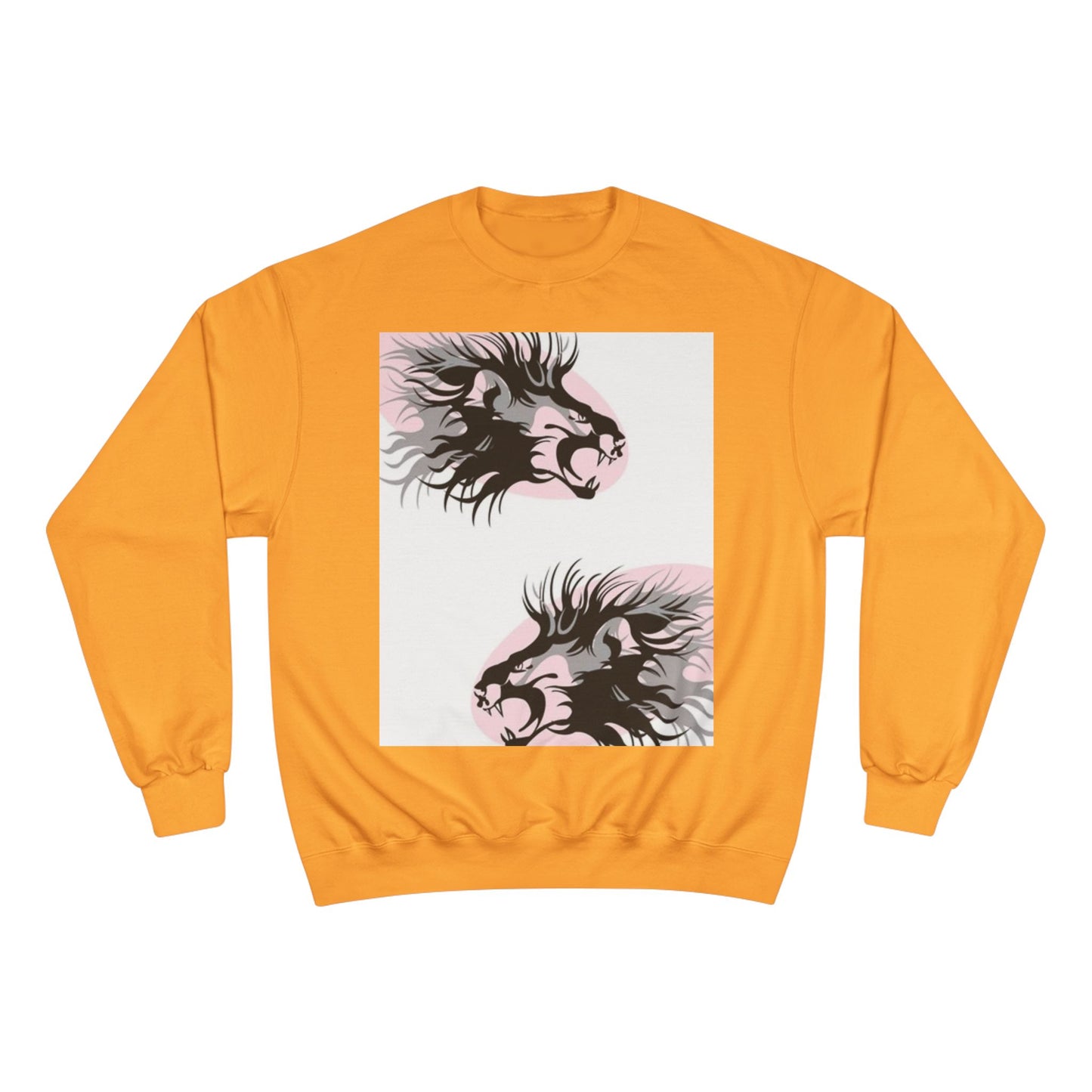 Fierce Lion Champion Sweatshirt - Bold Graphic, Unisex Casualwear