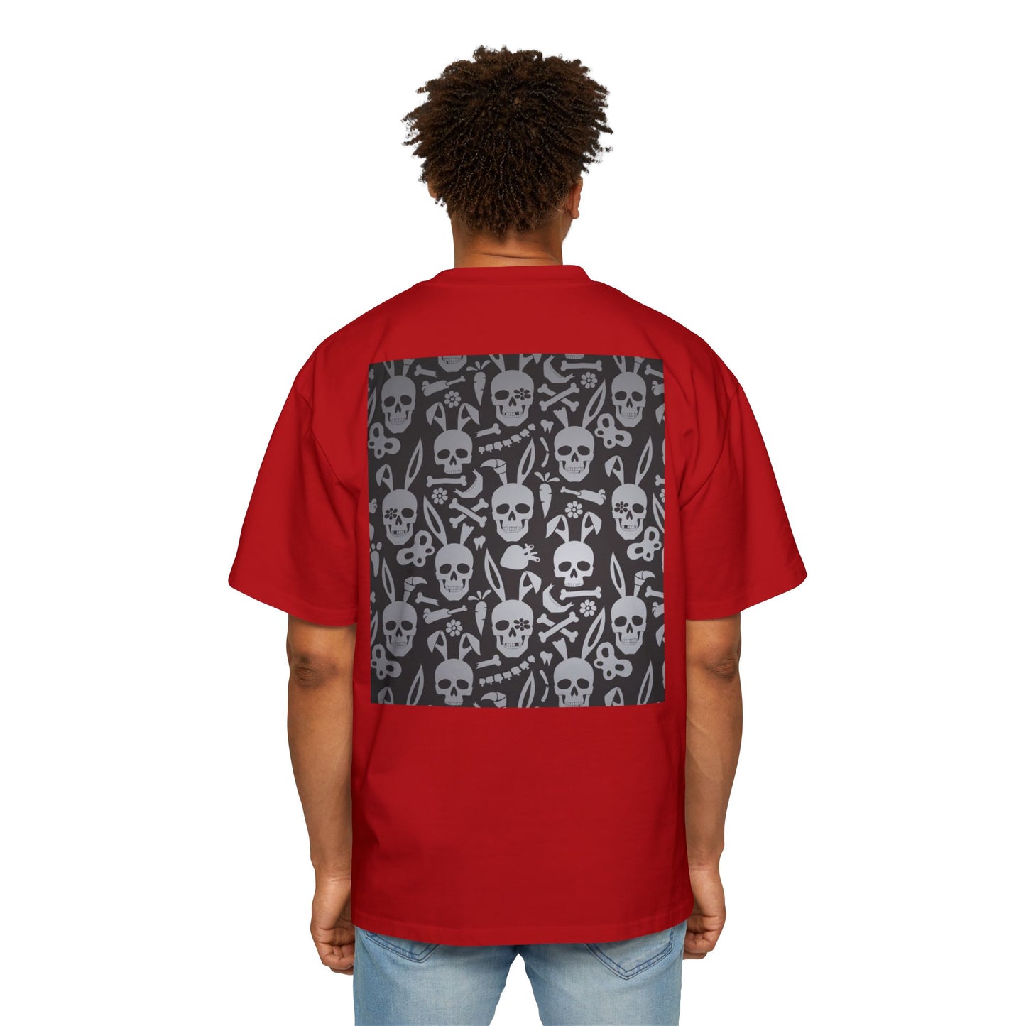 Men's Heavy Oversized Tee - Bold Eagle and Skull Print