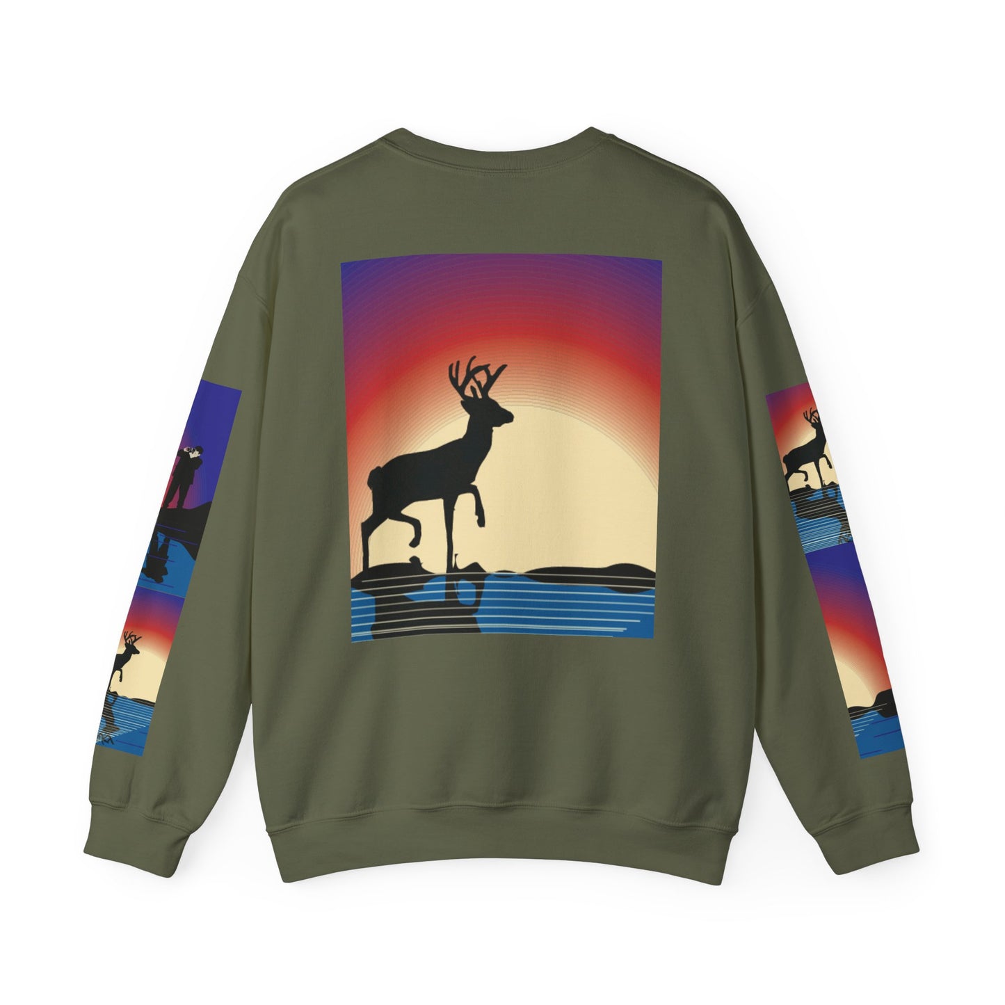 Vibrant Deer Sunset Unisex Crewneck Sweatshirt