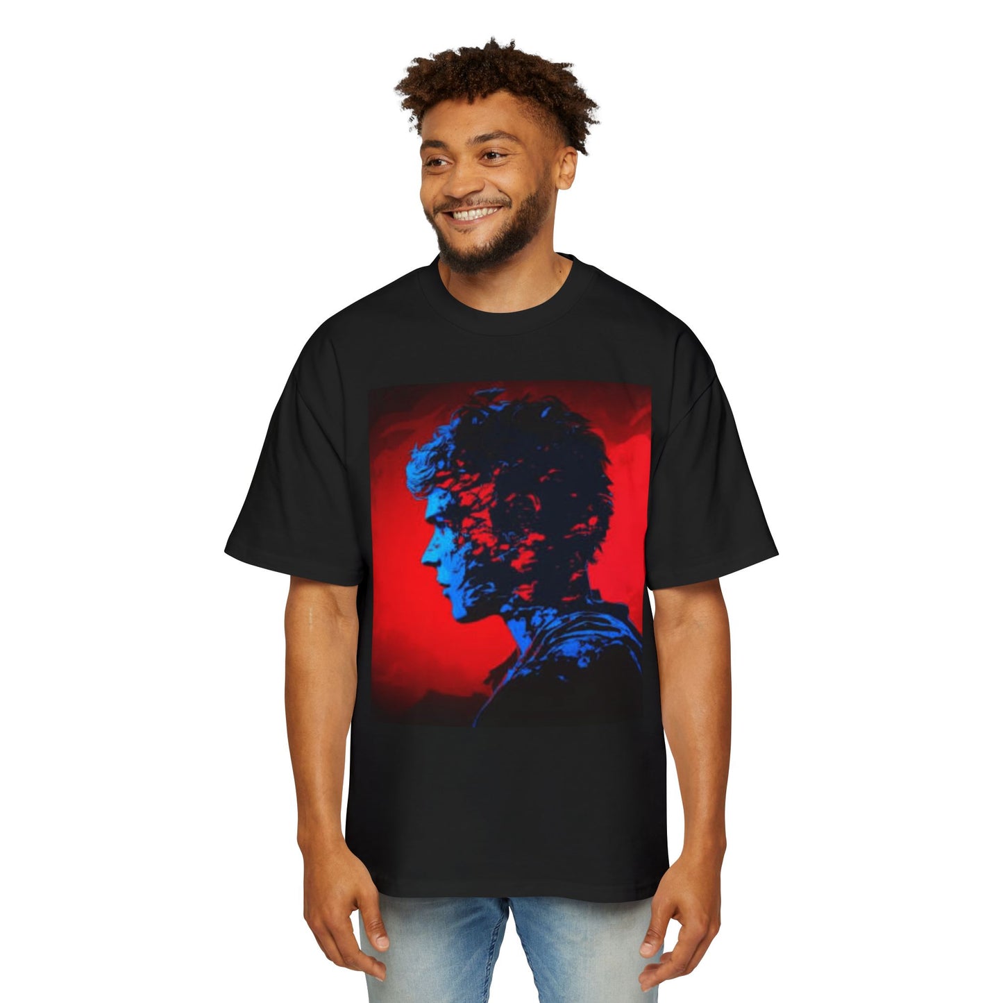 Men's Oversized Graphic Tee - Bold Artistic Profile Design